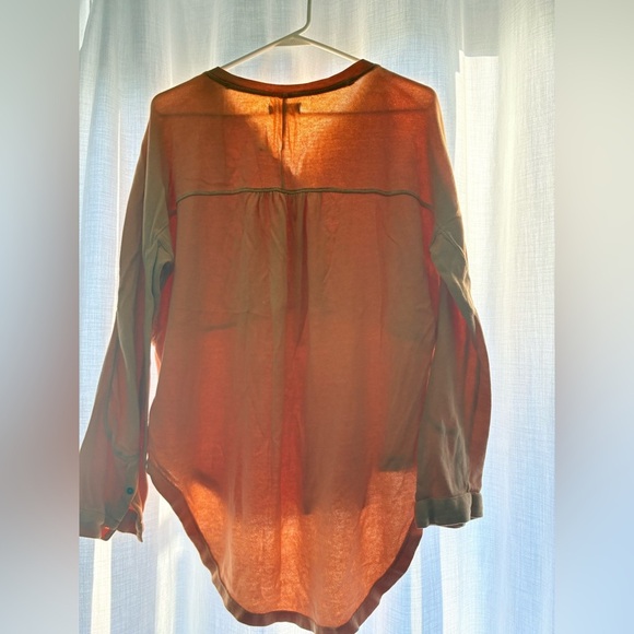 FREE PEOPLE Free Spirit Henley Oversized Top OB1210307 Peach Fuzz Comb - Picture 4 of 4